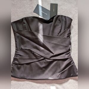 New BCBG MaxAzria Black Sleek Satin Bustier Corset XXS Full Zip